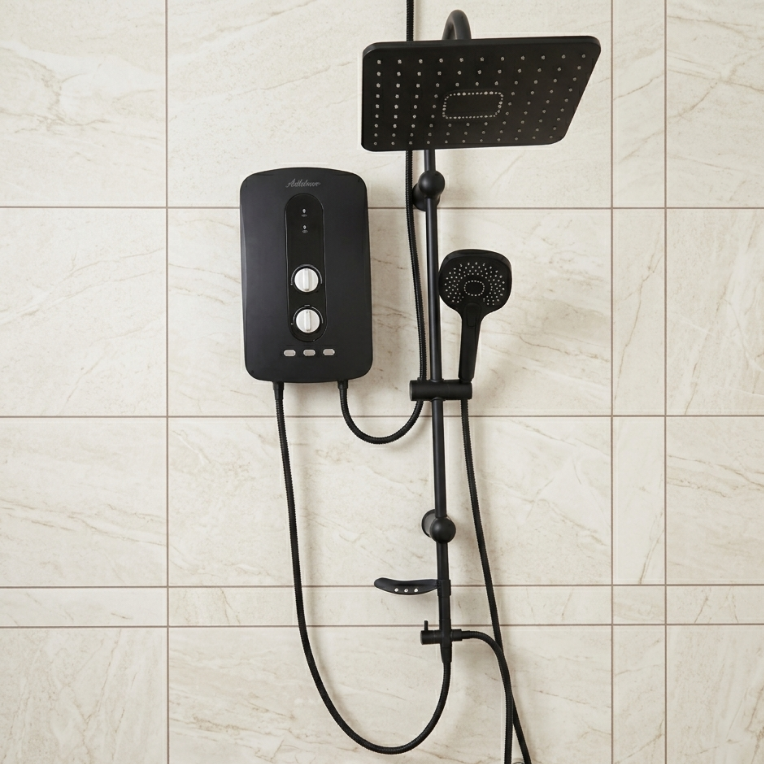 Black Anlabeier Instant Water Heater + Rain Shower (Pump) – Extremely Salty Water