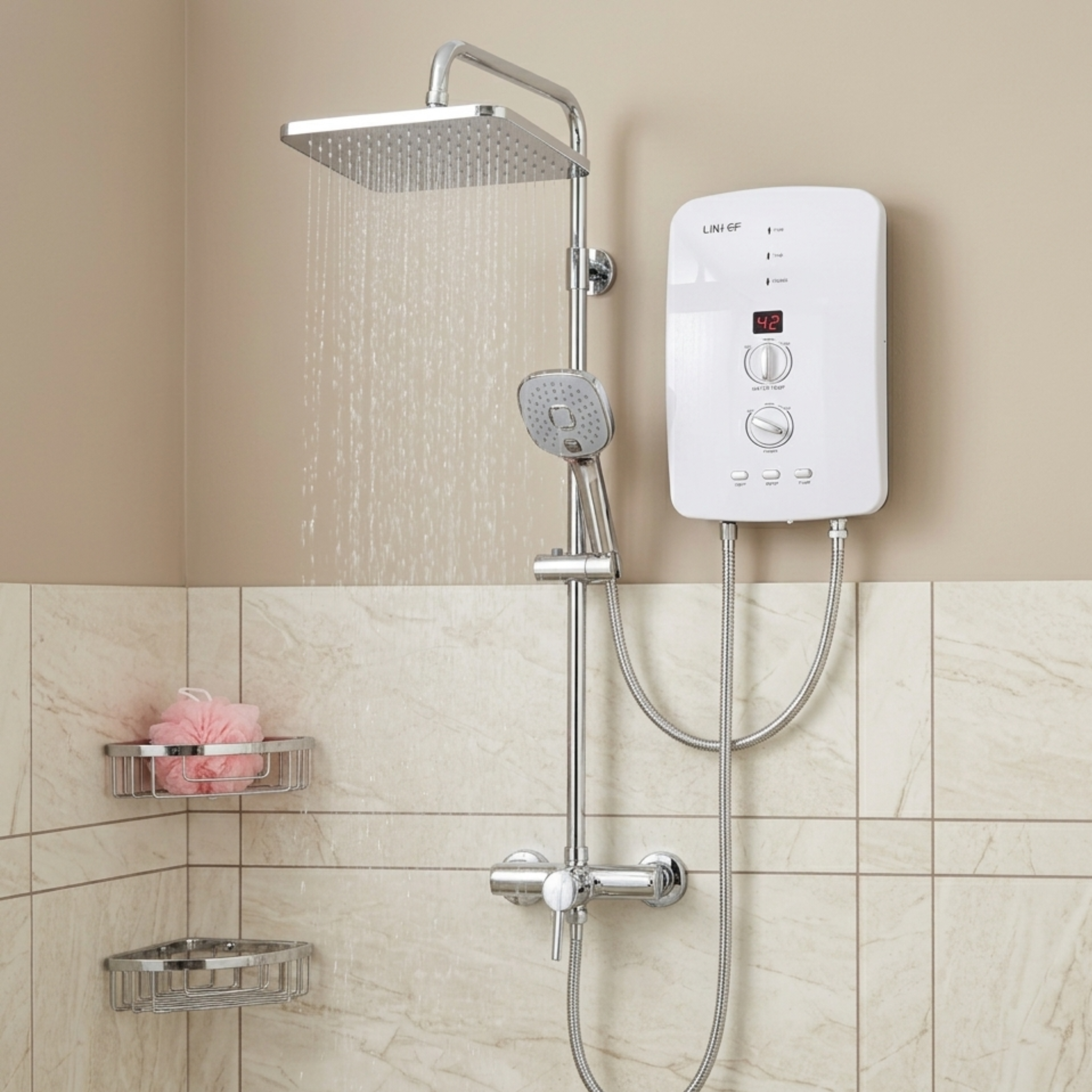 Lirlee Rain Instant Water Heater + Rain Shower (Pump) – Extremely Salty Water